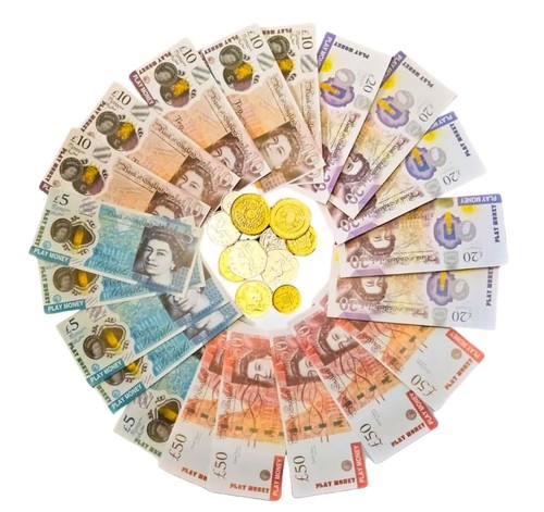 Play money notes and coins - play,