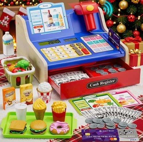 Wooden cash register for kids - register,