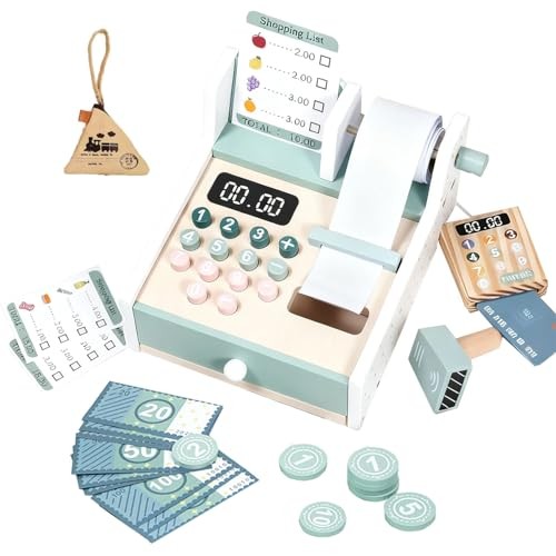 Wooden toys cash register - wooden,